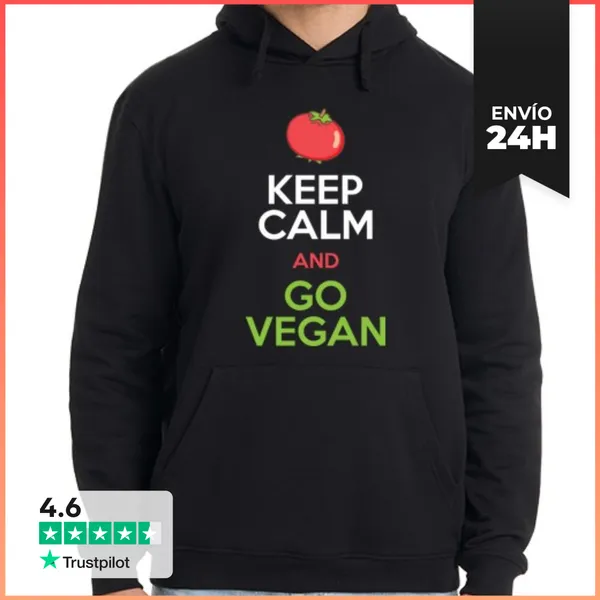 Sudadera Unisex Con Capucha Keep Calm And Go Vegan LaTostadora