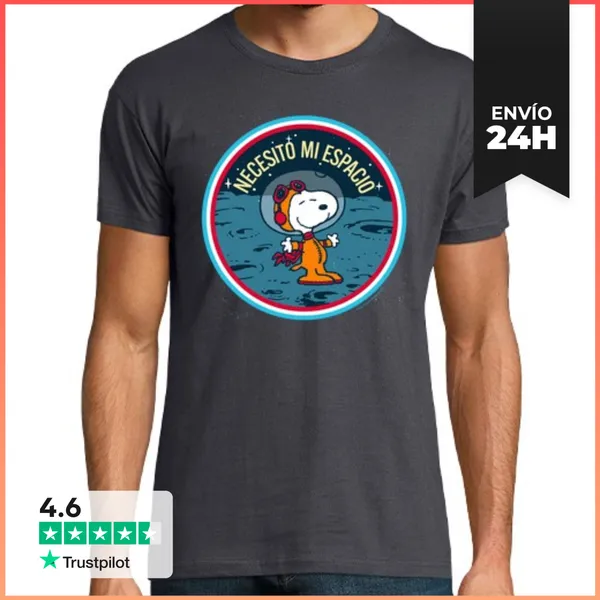 Camiseta Hombre Clásica Snoopy Necesito Mi Espacio LaTostadora