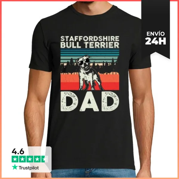 Camiseta Hombre Clásica Staffordshire Bull Terrier Papá Dueño D