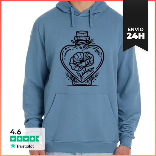Sudadera Unisex Con Capucha Amapola En Frasco Corazón LaTostadora