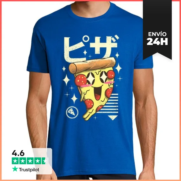Camiseta Hombre Clásica Kawaii Pizza Camisa Para Hombre