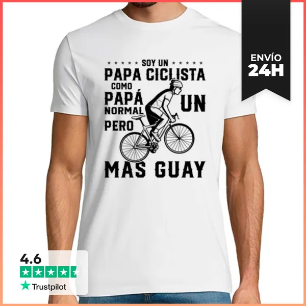 Camiseta Hombre Clásica Papà Ciclista Regalo Divertido Ciclismo