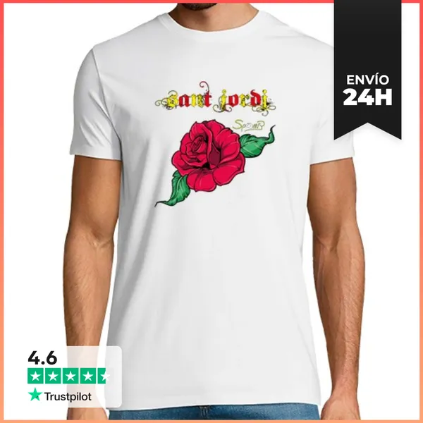 Camiseta Hombre Clásica Sant Jordi Rosa LaTostadora