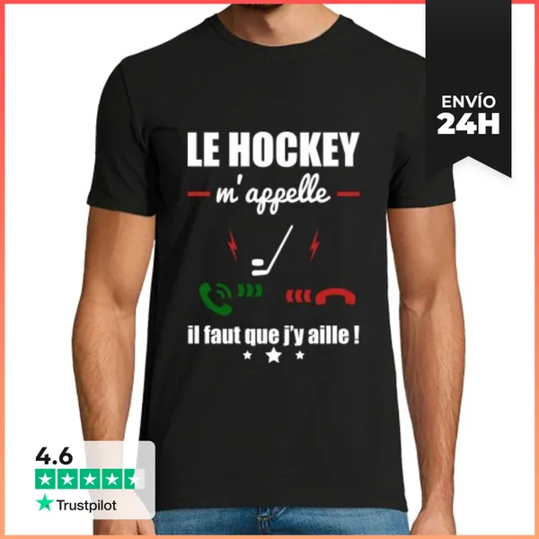 Camiseta Hombre Clásica El Hockey Está Llamando LaTostadora