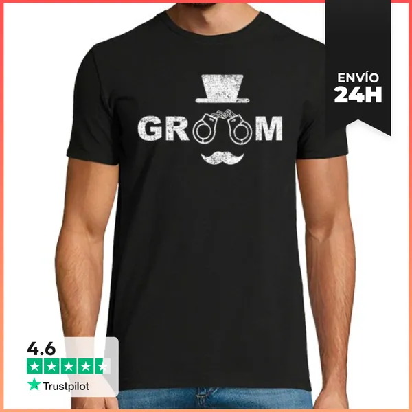 Camiseta Hombre Clásica Funny Groom Bachelor Marriage Gift