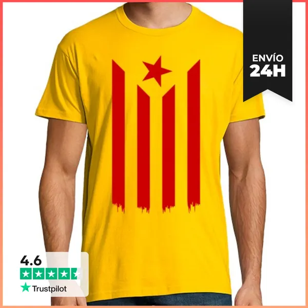 Camiseta Hombre Clásica Estelada Vermella (Bandera