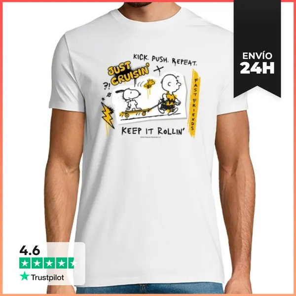 Camiseta Hombre Clásica Keep It Rollin Snoopy LaTostadora