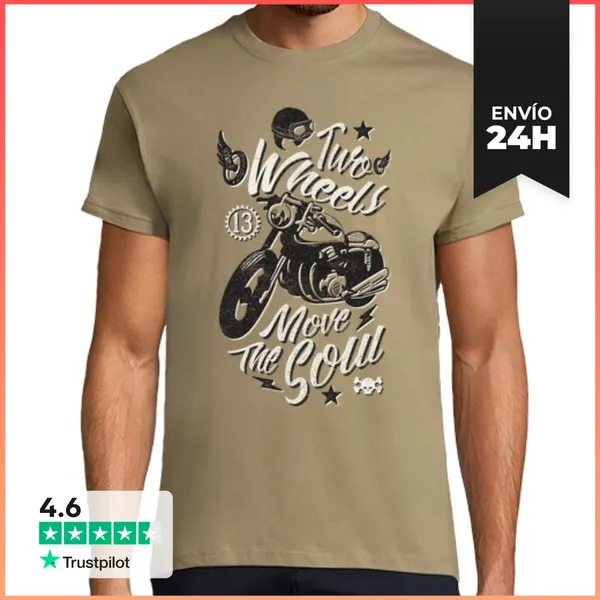 Camiseta Hombre Clásica Two Wheels Move The Soul LaTostadora