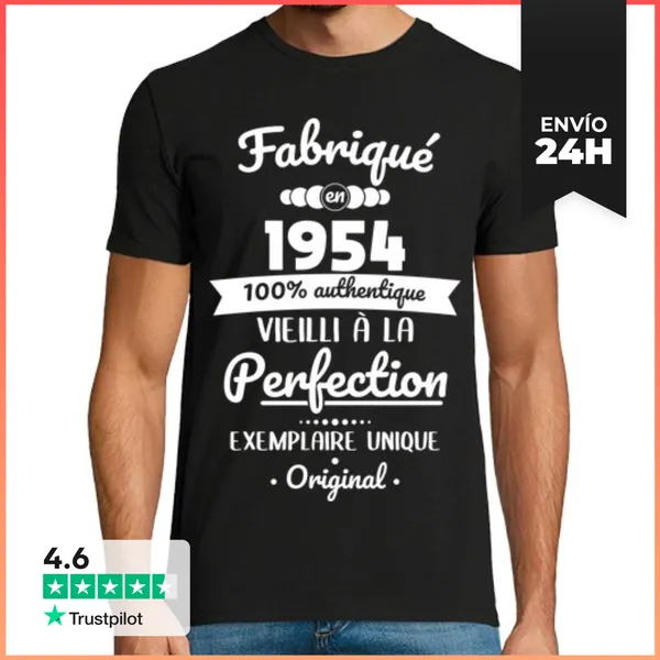 Camiseta Hombre Clásica 70 Aniversario Fabricado En 1954