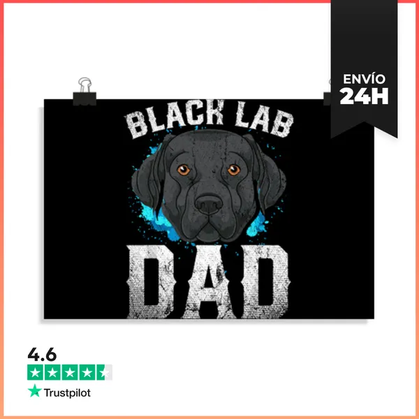 Póster Horizontal Dueño De Perro Día Del Padre Labrador Negro