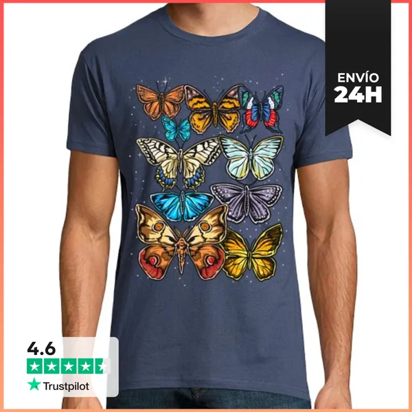 Camiseta Hombre Clásica Mariposas Bonitas Animales Insectos