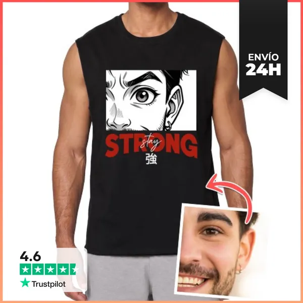 Camiseta Sin Mangas Efecto Manga Camiseta Sin Mangas Stay Strong