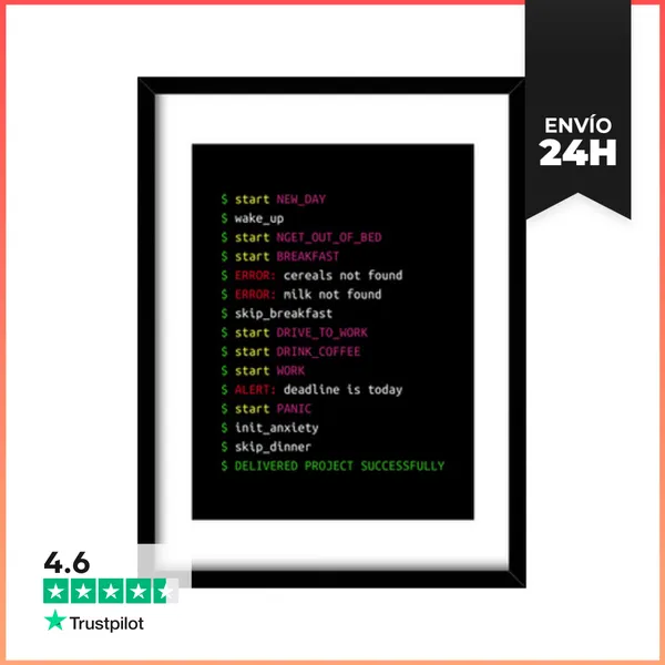Cuadro Con Marco Vertical La Vida De Un Programador Codificando U
