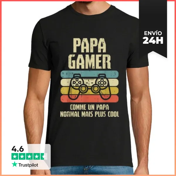 Camiseta Hombre Clásica Papá Gamer Genial Videojuegos Control