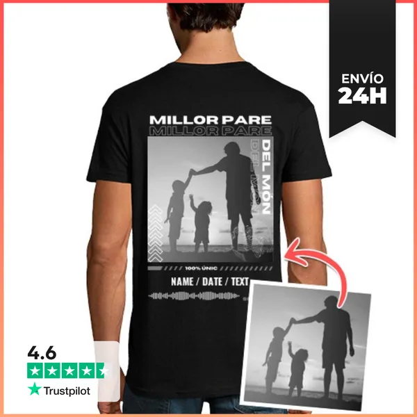 Camiseta Hombre Clásica Millor Pare Personalitzable Regal Dia Del
