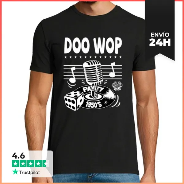 Camiseta Hombre Clásica Camiseta Retro Doo Wop Vintage Music
