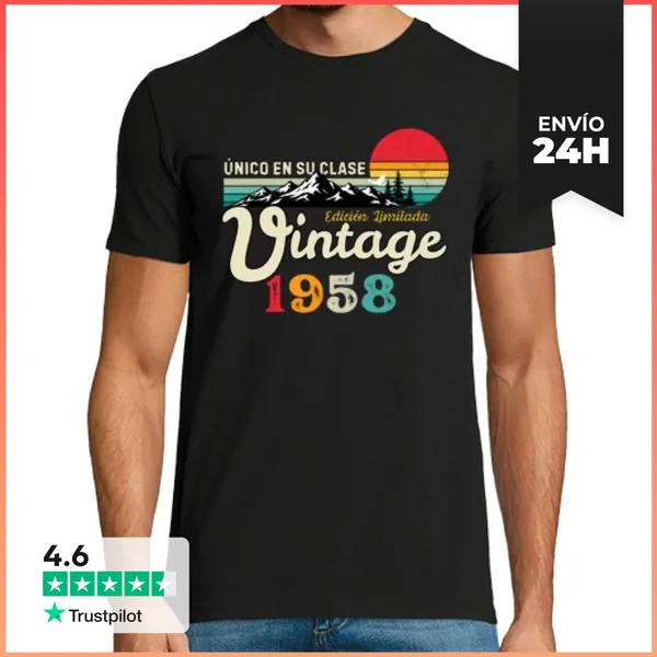 Camiseta Hombre Clásica Vintage 1958 Único En Su Clase Regalo