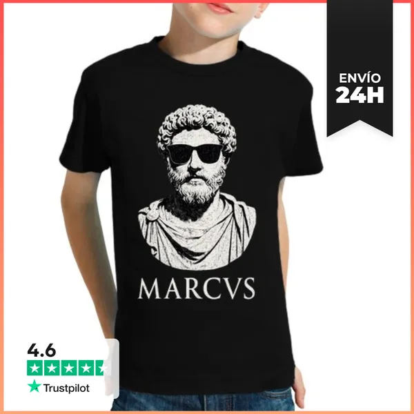Camiseta Clásica Para Niños Marco Aurelio Estoico Con Gafas De