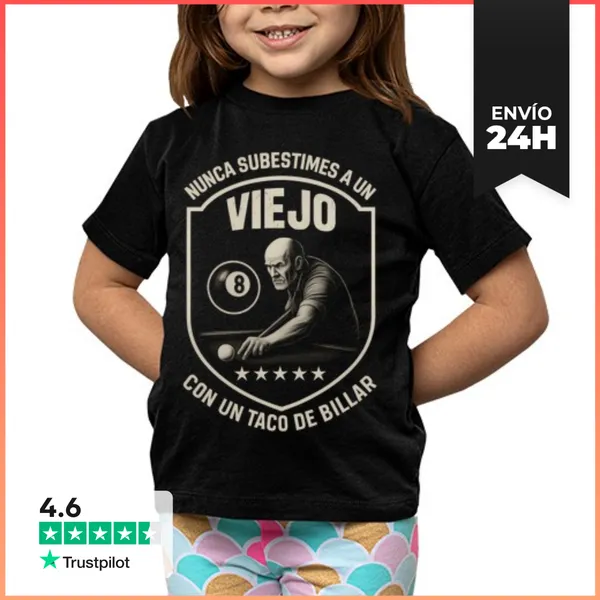 Camiseta Clásica Para Niños No Subestimes Viejo Taco Billar Bola