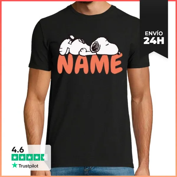 Camiseta Hombre Clásica Snoopy Con Tu Nombre LaTostadora
