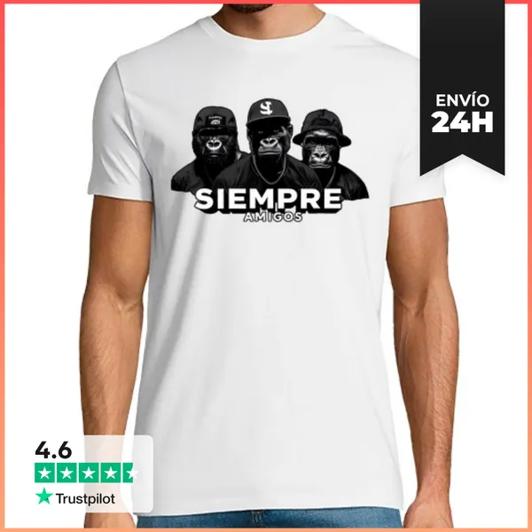 Camiseta Hombre Clásica Siempre Amigos HIPHOP LaTostadora