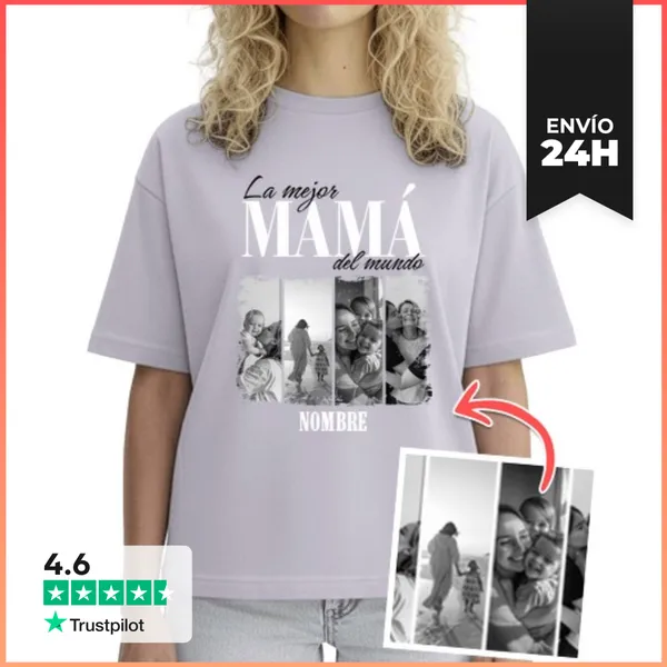 Camiseta Mujer Boxy Camiseta Oversize Para Mama Personalizada Con