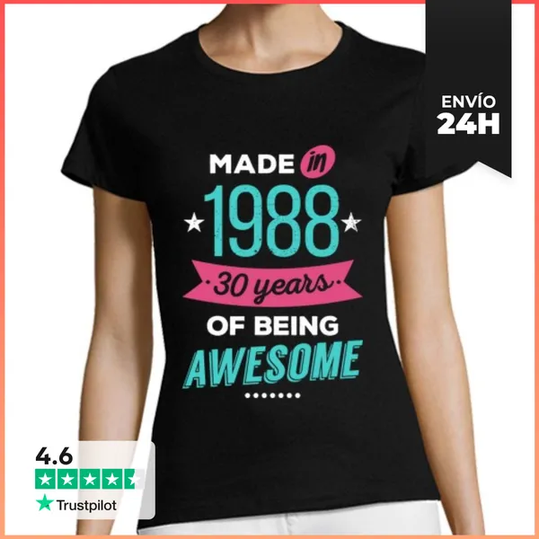 Camiseta Mujer Clásica Made In 1988 (Mujer) LaTostadora