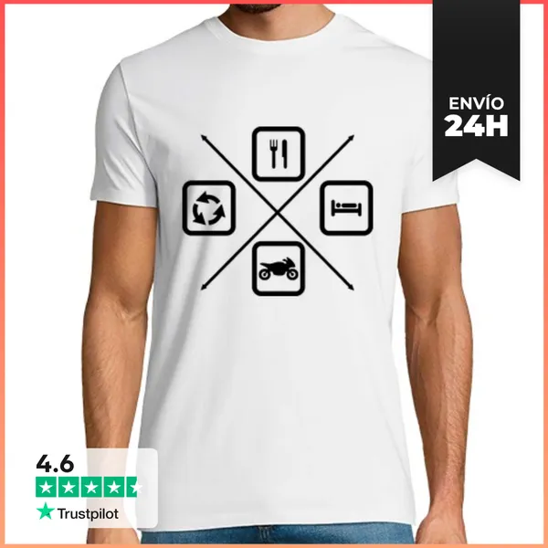 Camiseta Hombre Clásica El Motociclista Ciclo De Vida De La Mot