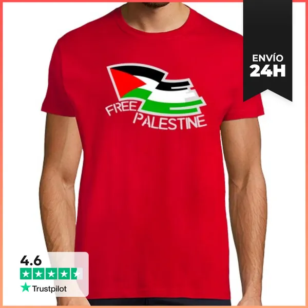 Camiseta Hombre Clásica Bandera Palestina Free LaTostadora