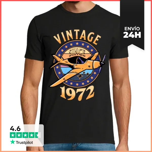 Camiseta Hombre Clásica Avión 1972 50 Años Cumpleaños LaTostadora