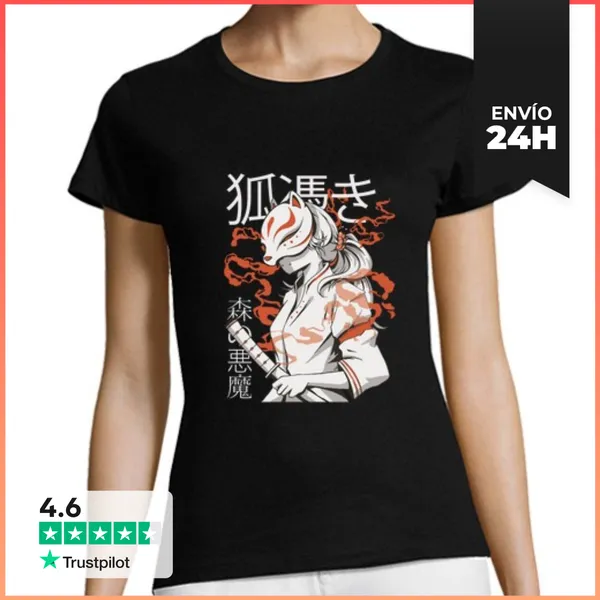 Camiseta Mujer Clásica Criatura Japonesa Kitsune LaTostadora