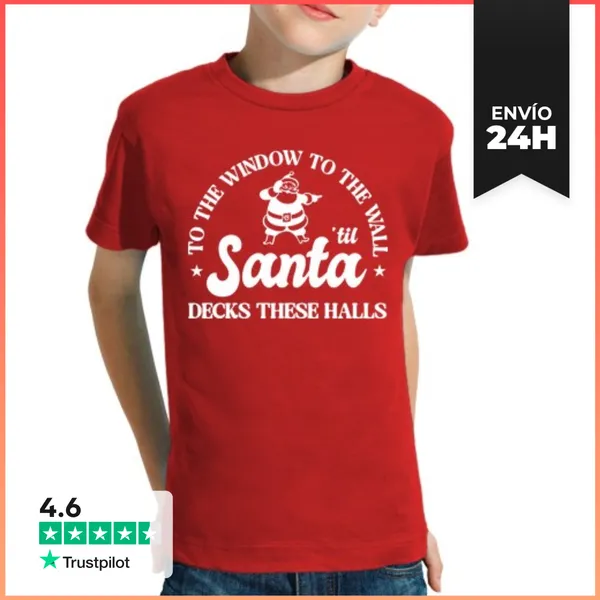 Camiseta Clásica Para Niños TO THE WINDOW TO THE WALL TIL SANTA