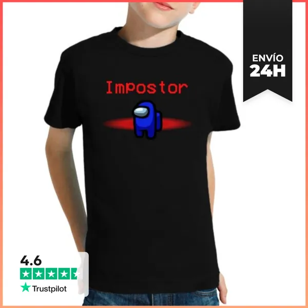 Camiseta Clásica Para Niños Among Us Azul Impostor LaTostadora