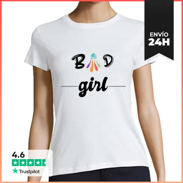 Camiseta Mujer Clásica Chica Mala Chica De Bádminton Idea De R
