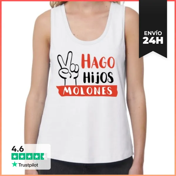 Camiseta Mujer Sin Mangas, Loose Fit Hago Hijos Molones