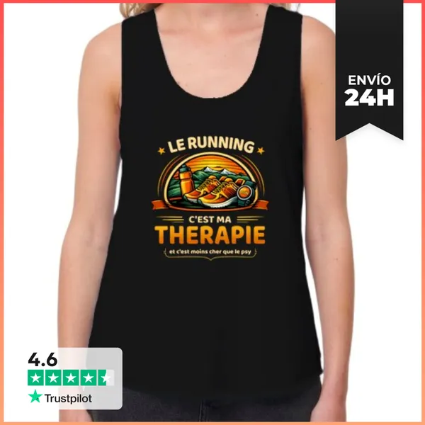 Camiseta Mujer Sin Mangas, Loose Fit Correr Es Mi Terapia - Humor