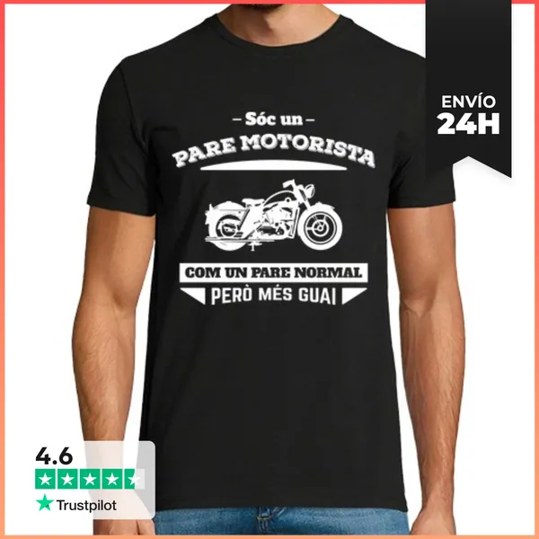 Camiseta Hombre Clásica Sóc Un Pare Motorista, Com Un Pare Normal