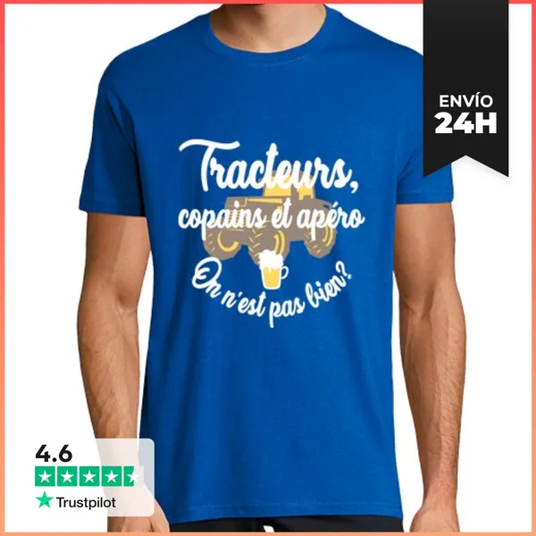 Camiseta Hombre Clásica Tractores Amigos Y Aperitivo LaTostadora