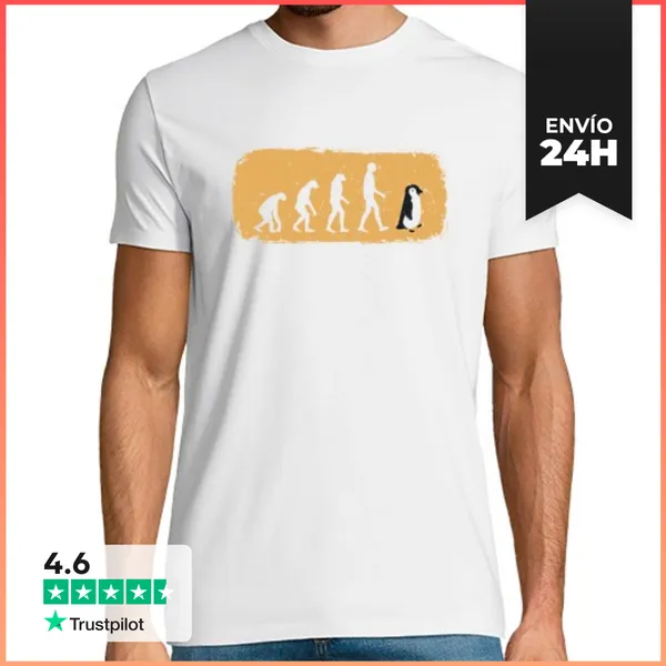 Camiseta Hombre Clásica Pingüino Evolución Emperador Mar Ave