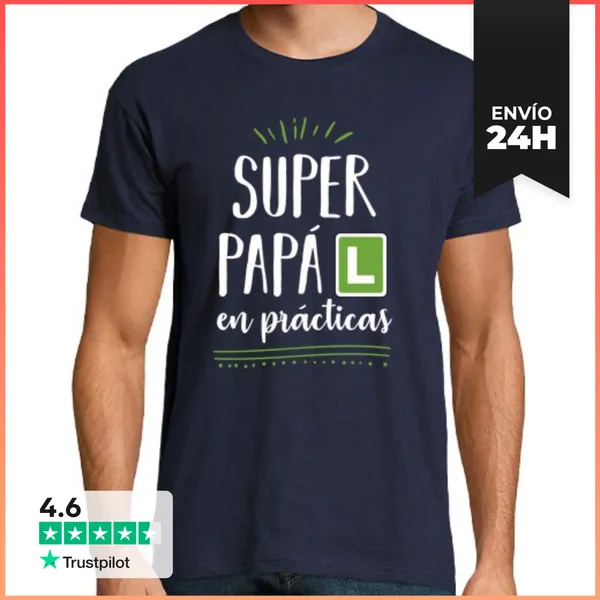 Camiseta Hombre Clásica Super Papá En Prácticas LaTostadora