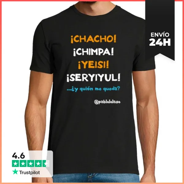 Camiseta Hombre Clásica LOLASO CHACHO CHIMPA Chico Negra