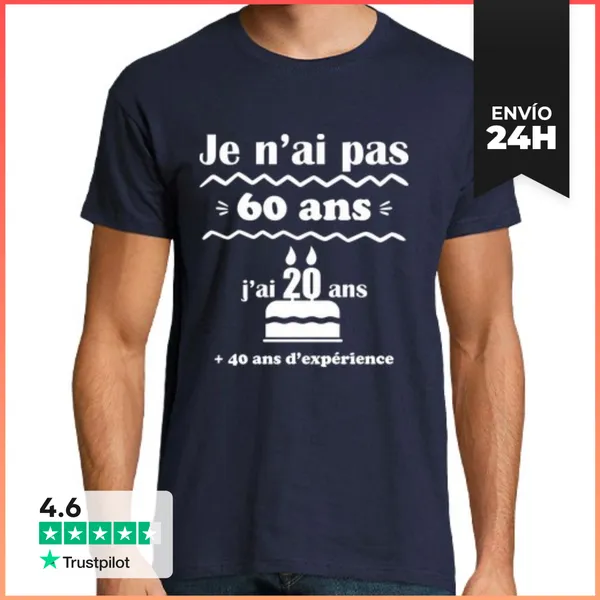Camiseta Hombre Clásica No 60 Años Regalo De Cumpleaños Número