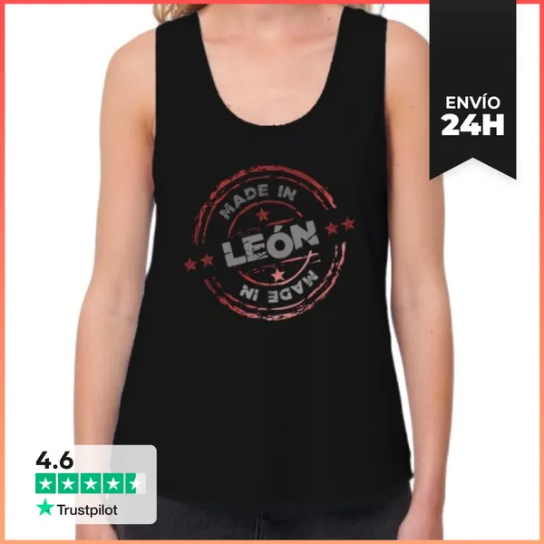 Camiseta Mujer Sin Mangas, Loose Fit León LaTostadora