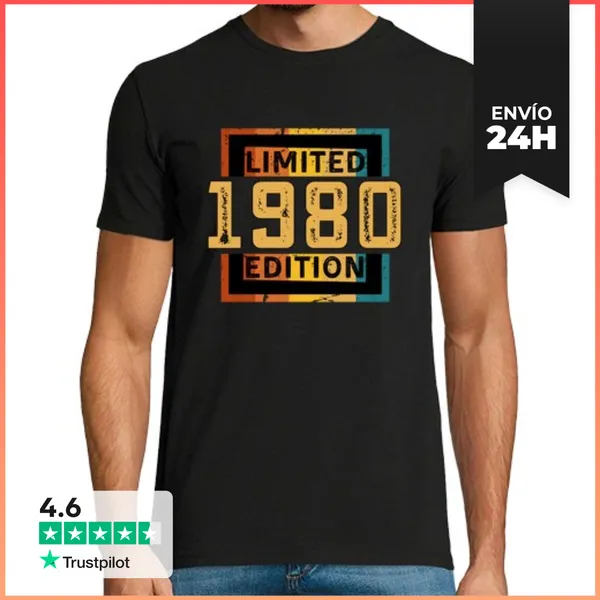 Camiseta Hombre Clásica Edición Limitada 1980 Regalo De