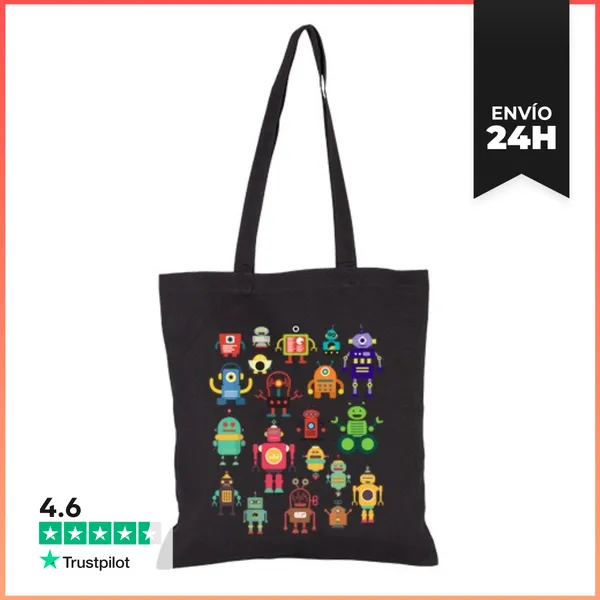 Bolsa De Tela Colección De Robots Retro Coloridos Y Adorables