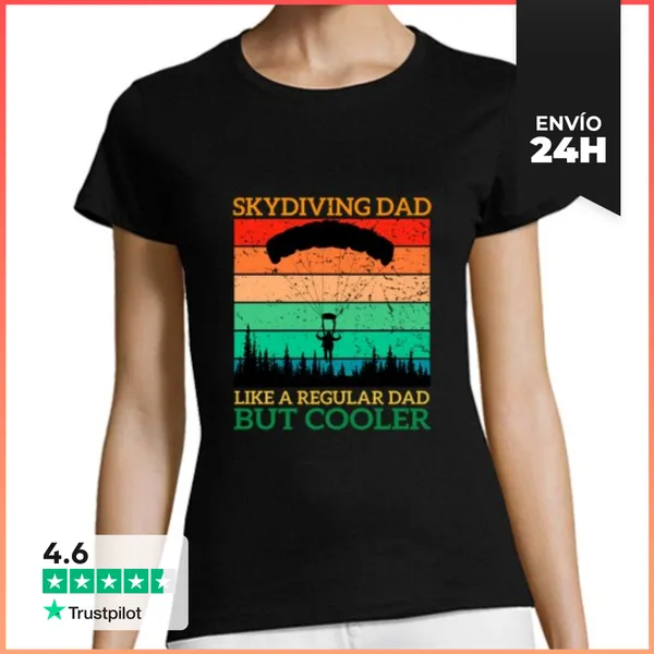 Camiseta Mujer Clásica Papá Paracaidista Como Un Papá Normal P