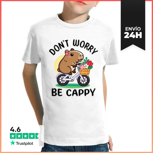 Camiseta Clásica Para Niños Lindo Capibara En Bicicleta Con