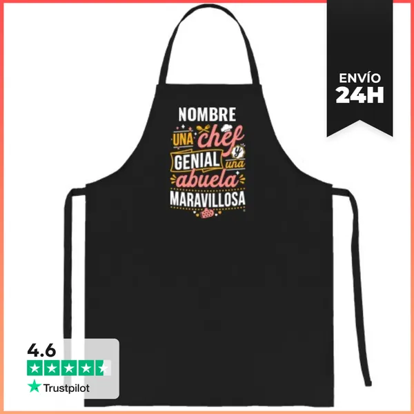 Delantal NOMBRE Chef Genial Abuela Maravillosa LaTostadora