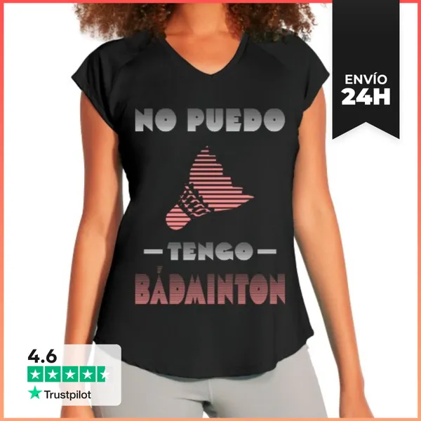 Camiseta Deportiva Mujer No Puedo Tengo Badminton Rosa Camiseta