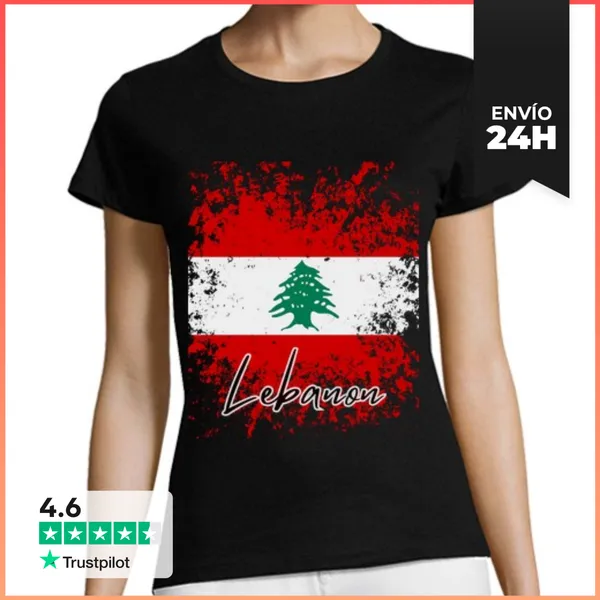 Camiseta Mujer Clásica Bandera Libano, Amo Libano LaTostadora